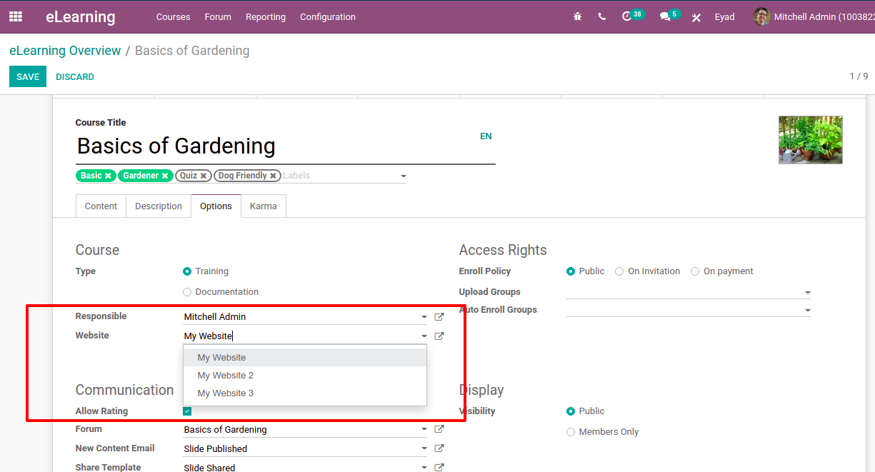 without this module, only single website can be selectable